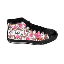 Load image into Gallery viewer, Women's High-top Sneakers 'Rose pink flower'