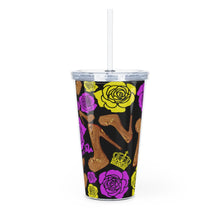 Load image into Gallery viewer, Plastic Tumbler with Straw 'Purple Gold'