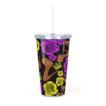 Load image into Gallery viewer, Plastic Tumbler with Straw 'Purple Gold'