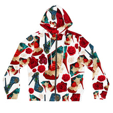 Load image into Gallery viewer, Women’s Full-Zip Hoodie 'Fiori tricolore'