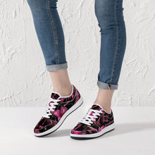 Load image into Gallery viewer, Low-Top Leather Sneakers - White/Black 'Pink crystals shoes'