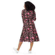 Load image into Gallery viewer, Long sleeve midi dress 'Black Rose'