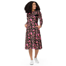Load image into Gallery viewer, Long sleeve midi dress 'Black Rose'