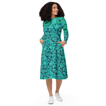 Load image into Gallery viewer, Long sleeve midi dress 'Rose verdi'
