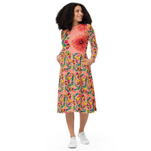 Load image into Gallery viewer, Long sleeve midi dress 'Tropical'