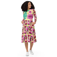 Load image into Gallery viewer, Long sleeve midi dress 'Jungle Flower'