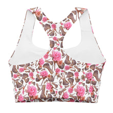 Load image into Gallery viewer, Dreamy Longline sports bra 'Rose pink flower'
