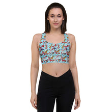 Load image into Gallery viewer, Longline sports bra 'Alice in wonderland'