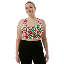 Load image into Gallery viewer, Longline sports bra 'Fiori tricolore'