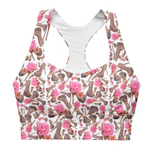 Load image into Gallery viewer, Dreamy Longline sports bra 'Rose pink flower'