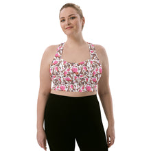 Load image into Gallery viewer, Dreamy Longline sports bra 'Rose pink flower'