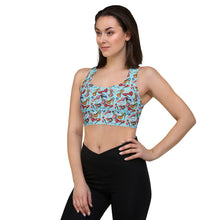 Load image into Gallery viewer, Longline sports bra 'Alice in wonderland'