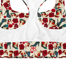 Load image into Gallery viewer, Longline sports bra 'Fiori tricolore'