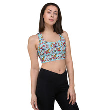 Load image into Gallery viewer, Longline sports bra 'Alice in wonderland'