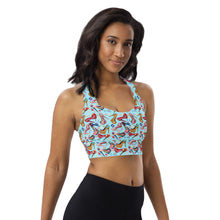 Load image into Gallery viewer, Longline sports bra 'Alice in wonderland'