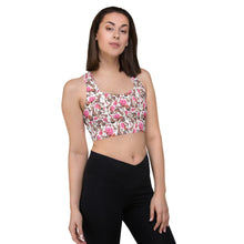 Load image into Gallery viewer, Dreamy Longline sports bra 'Rose pink flower'