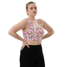 Load image into Gallery viewer, Dreamy Longline sports bra 'Rose pink flower'