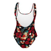 Load image into Gallery viewer, One-Piece Swimsuit 'Fiori rosso nero'