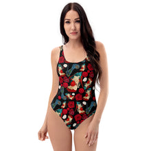 Load image into Gallery viewer, One-Piece Swimsuit 'Fiori rosso nero'