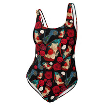 Load image into Gallery viewer, One-Piece Swimsuit 'Fiori rosso nero'