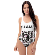 Load image into Gallery viewer, One-Piece Swimsuit 'Lilac feathers boots'