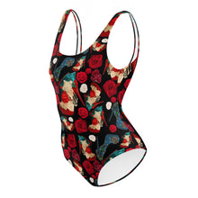 Load image into Gallery viewer, One-Piece Swimsuit 'Fiori rosso nero'