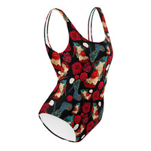 Load image into Gallery viewer, One-Piece Swimsuit 'Fiori rosso nero'