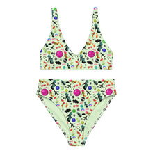 Load image into Gallery viewer, Recycled high-waisted bikini Green 'Ibiza disco'