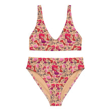 Load image into Gallery viewer, Recycled high-waisted bikini 'Flowers mix shoes'