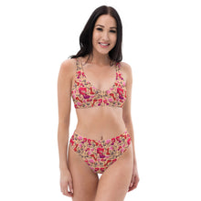 Load image into Gallery viewer, Recycled high-waisted bikini 'Flowers mix shoes'