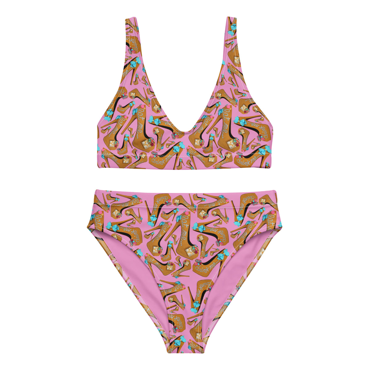 Recycled high-waisted bikini 'Eat me drink me'