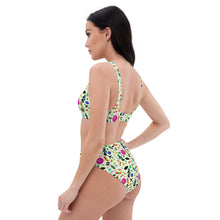 Load image into Gallery viewer, Recycled high-waisted bikini Green 'Ibiza disco'