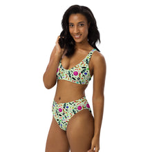 Load image into Gallery viewer, Recycled high-waisted bikini Green 'Ibiza disco'