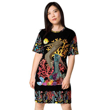 Load image into Gallery viewer, T-shirt dress Ursula 'Dark Glam sea'