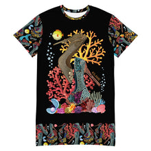 Load image into Gallery viewer, T-shirt dress Ursula 'Dark Glam sea'