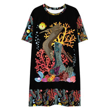 Load image into Gallery viewer, T-shirt dress Ursula 'Dark Glam sea'