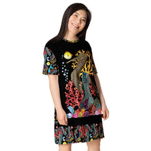 Load image into Gallery viewer, T-shirt dress Ursula 'Dark Glam sea'