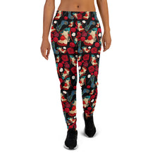 Load image into Gallery viewer, Women's Joggers 'Fiori rosso nero'