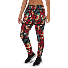 Load image into Gallery viewer, Women's Joggers 'Fiori rosso nero'