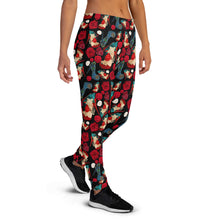 Load image into Gallery viewer, Women's Joggers 'Fiori rosso nero'