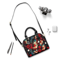 Load image into Gallery viewer, Shoulder Handbag 'Fiori rosso nero'