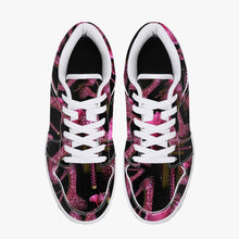 Load image into Gallery viewer, Low-Top Leather Sneakers - White/Black 'Pink crystals shoes'
