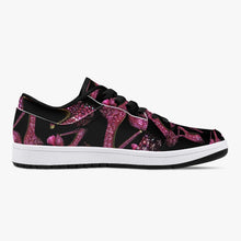 Load image into Gallery viewer, Low-Top Leather Sneakers - White/Black 'Pink crystals shoes'
