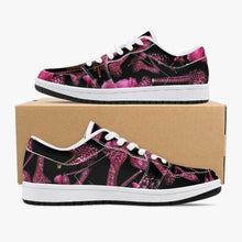 Load image into Gallery viewer, Low-Top Leather Sneakers - White/Black 'Pink crystals shoes'