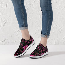 Load image into Gallery viewer, Low-Top Leather Sneakers - White/Black 'Pink crystals shoes'