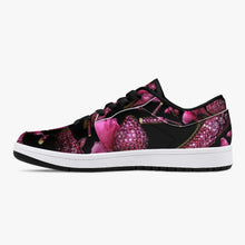Load image into Gallery viewer, Low-Top Leather Sneakers - White/Black 'Pink crystals shoes'