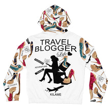 Load image into Gallery viewer, Women’s Full-Zip Hoodie Lodaz 'Travel Blogger Girl'