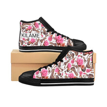 Load image into Gallery viewer, Women's High-top Sneakers 'Rose pink flower'