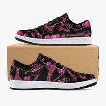 Load image into Gallery viewer, Low-Top Leather Sneakers - White/Black 'Pink crystals shoes'