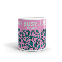Load image into Gallery viewer, White glossy mug 'Always busy'